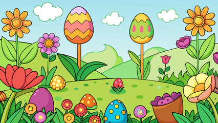 easter eggs and flowers