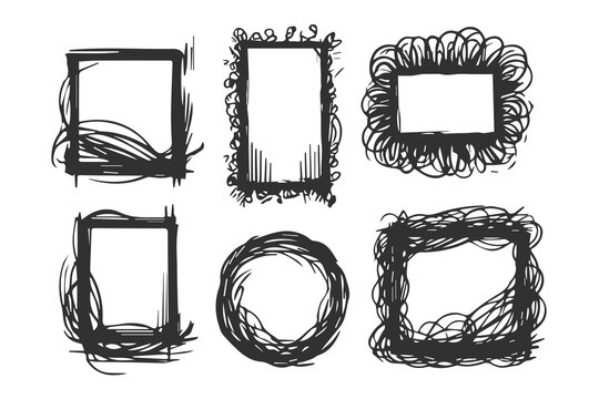 Set hand drawn scribble different frames