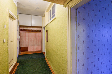 standard room interior apartment. room doors, renovation corridor lobby entrance hall