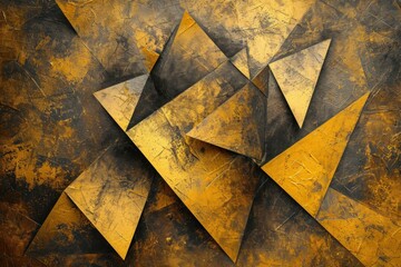 Radiant Abstract golden triangles. Art modern shiny. Generate Ai