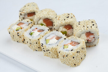 tasty sushi on the white - 775791573