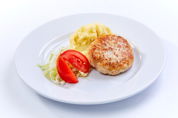 meat cutlet with mashed potato