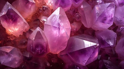Nature's Treasures: Overhead Shot of Purple Amethyst and Geode. Generative AI - obrazy, fototapety, plakaty