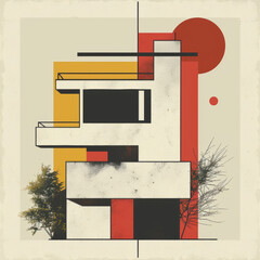 Craft a Bauhaus-inspired poster that celebrates the union of art and functionality.