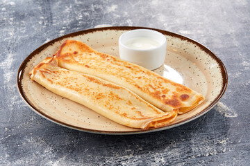 traditional crepes with sour cream