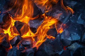 Destructive Rocks fire explosion. Smoke powder. Generate Ai