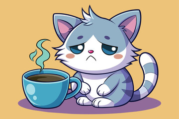 a-very-sleepy--sad-kitten-with-a-big-cup-of-hot-co .eps