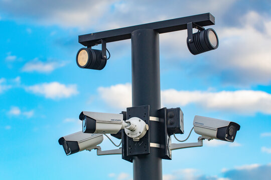 Hikvision video surveillance cameras on pole