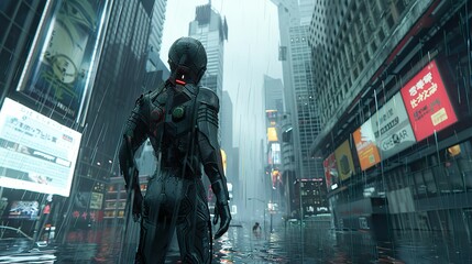 Dystopian City Bio-suit - obrazy, fototapety, plakaty