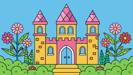 Obraz na płótnie Canvas fairy tale castle with flowers