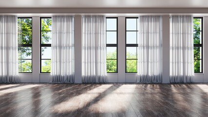 Large luxury modern bright interiors Living room mockup illustration 3D rendering image - 775798903
