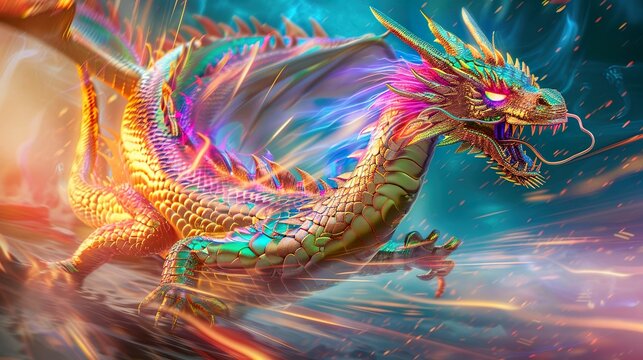 Mystical dragon iridescent scales