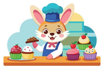 cartoon-bunny-as-a-cook-and-he-cooking-cupcakes--ve.eps