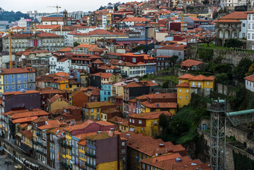 Old Town seen from Dom Luis I Bridge in Porto, Portugal