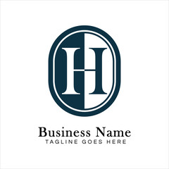 Letter H Logo in Oval shape. Alphabet H Business Icon in Round Shape