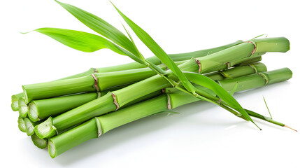 green bamboo on white background