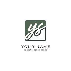 Y, S, YS Initial letter handwritten, Alphabet YS signature Icon in square shape