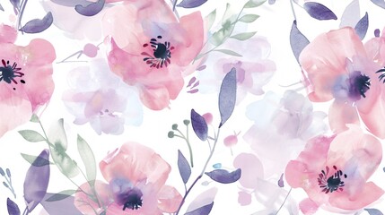 Delightful feminine watercolor design featuring untamed blooms.