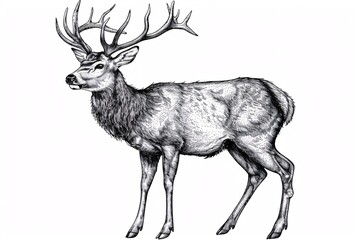 A hand-drawn illustration of a deer in a doodle style for hunting purposes.
