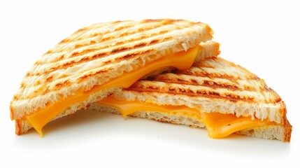 Grilled cheese sandwich on white background