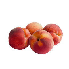 Fototapeta na wymiar Three peaches on transparent background and background