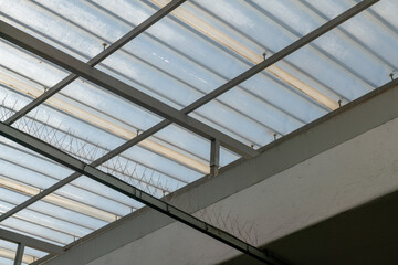 skylight, ceiling with detail and structure that protects from rain but lets light and air pass...