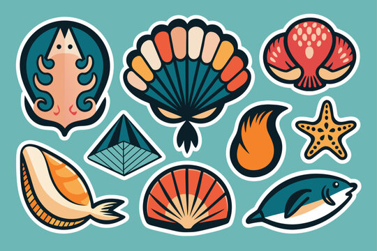 collection-of-minimalistic-shellfish-sea-sticke illus.eps