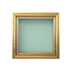 A close up of a picture frame with a green background