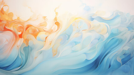 Fototapeta na wymiar An elegant abstract backdrop with soft, flowing waves in shades of blue, accented with vibrant orange swirls for a touch of warmth Ai Generative