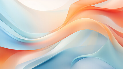 Obraz premium An elegant background with fluid lines and curving shapes, blending pastel blue and orange in a graceful and artistic composition Ai Generative