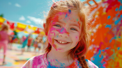 Cheerful girl at the festival of colors Holi