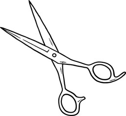 Vector Cartoon Stainless Steel Barber Shears Line Art