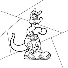 Vector illustration of kangaroo as boxer coloring page