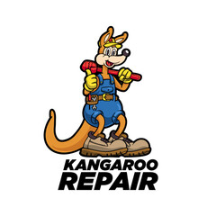 Vector illustration of kangaroo as repair handyman