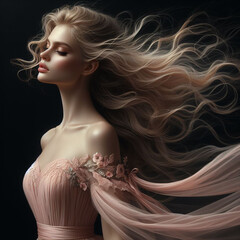 Beautiful woman in pink dress  Generated Ai, buzia