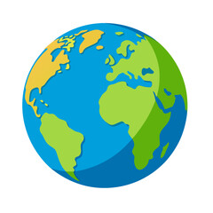 Flat planet Earth icon on white background