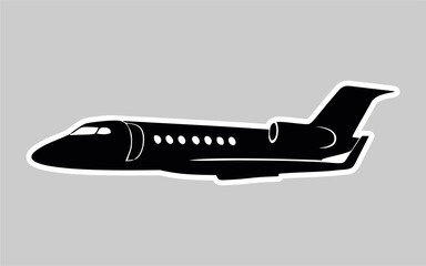 private jet silhouette collection set vector design, Set of black silhouettes of aircraft on a white background