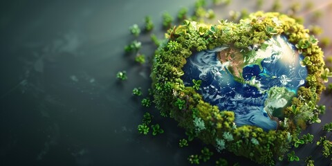 earth in a shape of heart surrounded by green trees