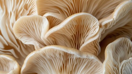 Oyster Mushrooms Cluster Detail - obrazy, fototapety, plakaty