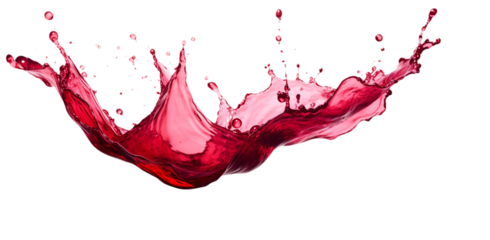 red wave splash background with flying drops, isolated on empty background. generative ai