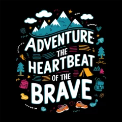 Foto op Canvas adventure and travel tshirt illustration with quote motivation with stylish typography . design illustration for tshirt, poster, banner and more. colorful design vector ilustration © Ranadhie