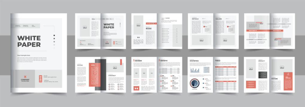 Corporate white paper template layout, white paper layout or White Paper Design layout