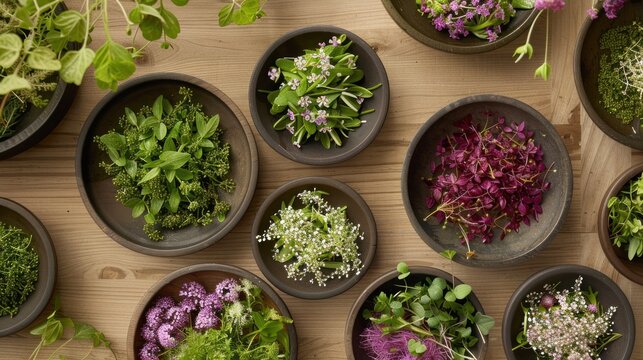 Spring Namuls Display - Vibrant hues of Ixeris Dentata, Aster Leaf, and Sedum in traditional and contemporary styles, evoking the spirit of seasonal renewal.