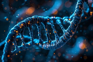 Detailed DNA Helix Model with Glowing Nodes