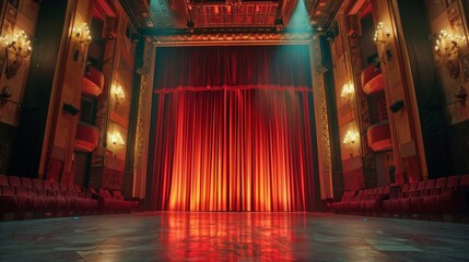 The curtains on both sides of the theater were opened