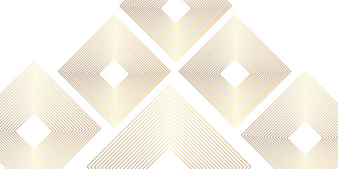 Abstract luxury golden geometric square and random lines on white background. Abstract golden lines pattern texture business background. Golden overlap line background.