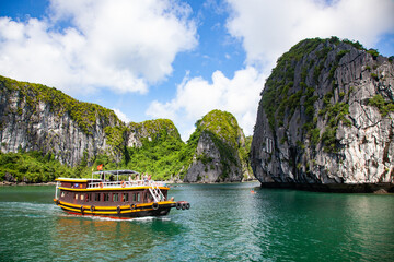 beautiful limestone rocks and secluded beaches in Ha Long bay, UNESCO world heritage site, Vietnam - 775808306