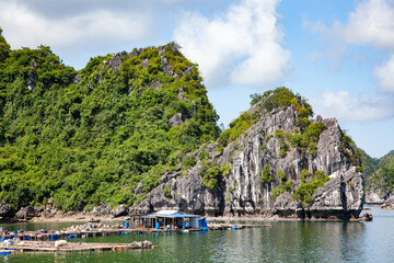 beautiful limestone rocks and secluded beaches in Ha Long bay, UNESCO world heritage site, Vietnam - 775808332