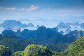 beautiful limestone rocks and secluded beaches in Ha Long bay, UNESCO world heritage site, Vietnam - 775808362
