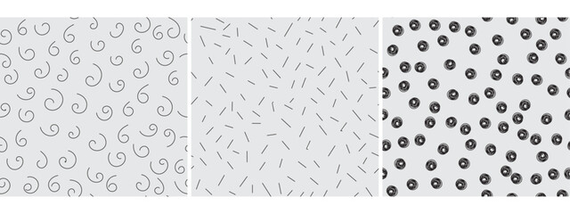 set of seamless hand-drawn abstract pattern vector